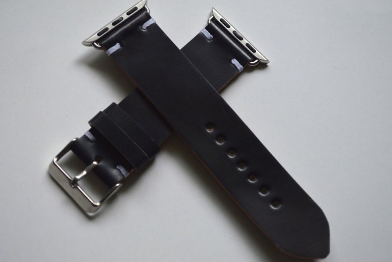 Black Horween Shell Cordovan Leather Apple Watch Strap With Etsy