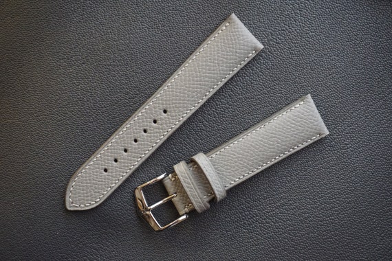 Cinturino per orologio personalizzato in pelle di capra grigia. 12 mm-24 mm - Italia Cinturino per orologio personalizzato in pelle di capra grigia. 12 mm-24 mm - Italia