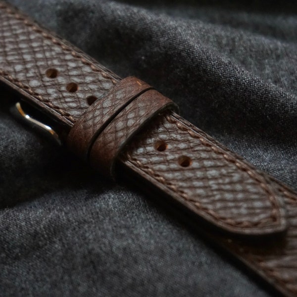 Horween Russian hatch grain watch strap. 12-24mm