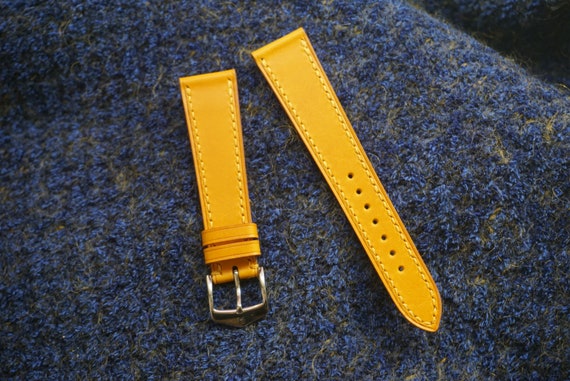 Custom Yellow Watch Strap in Italian Butter 12mm 16mm 17mm 18mm 19mm 20mm 21mm 22mm 23mm 24mm Etsy