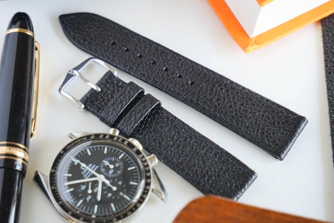 Kurozan 'black Diamond' Leather Watch Strap - Etsy