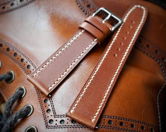 Buttero Leather Watch Strap, Square End, Handmade