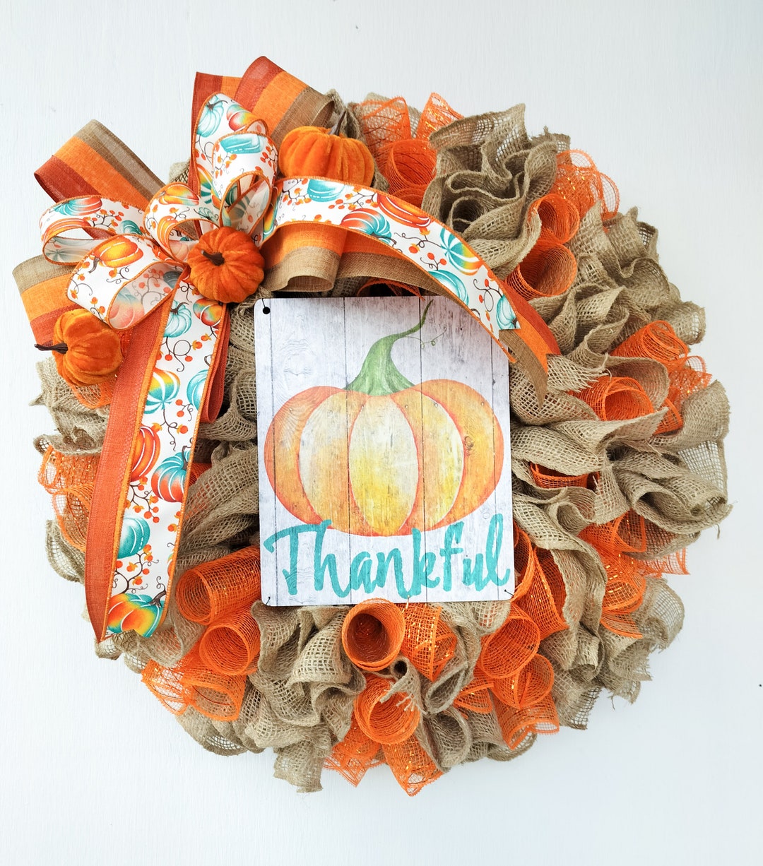 22 Inch Fall Pumpkin Door Wreath - Etsy