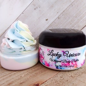 Magical Rainbow Lucky Unicorn Whipped Body Butter, Vegan Skincare, Mythical Fantasy