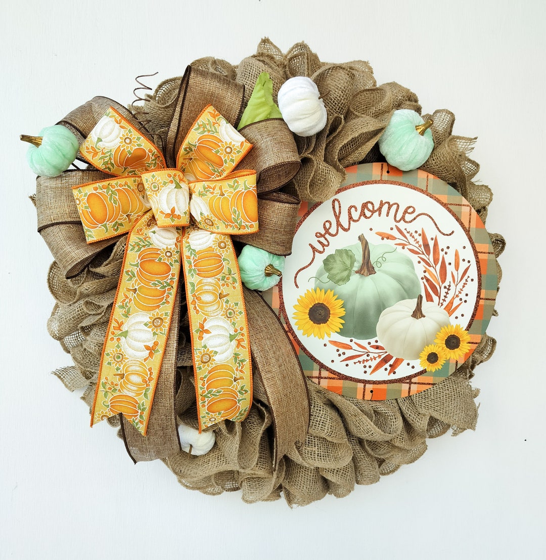 22 Inch Fall Pumpkin Door Wreath - Etsy