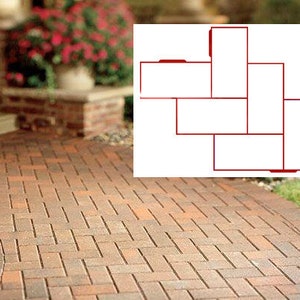 Concrete walkway path maker - 6 Rectangular Bricks 18"x14"x1.55" - Large Concrete Mold