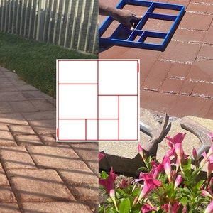 Concrete walkway path maker - 8 Uneven Rectangular Grids 16&quot;x16&quot;x1.55&quot; - Large Concrete Mold