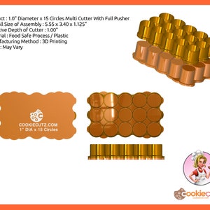 1.0&quot; Diameter x 15 Circles Multi Cutter With Full Pusher - Fast Shipping - Sharp Edges - Exceptional Quality