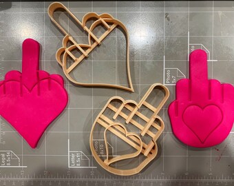 Herz Mittelfinger Cookie Cutter Set von 2-schnelle Lieferung - scharfe Kanten - außergewöhnliche Qualität