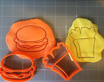Burger And Fries Cookie Cutter (Set)- Fast Shipping - Sharp Edges - Exceptional Quality