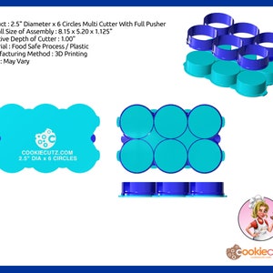 2.5&quot; Diameter x 6 Circles Multi Cutter With Full Pusher - Fast Shipping - Sharp Edges - Exceptional Quality