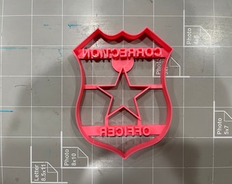Correction Officer Police Badge Cookie Cutter- Fast Shipping - Sharp Edges - Exceptional Quality