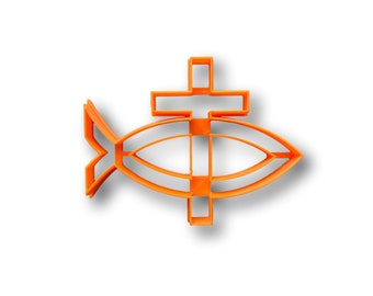 Christian Fish and Cross Cookie Cutter- Fast Shipping - Sharp Edges - Exceptional Quality