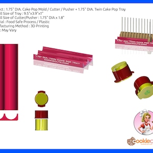 1.75&quot; DIA. Cake Pop Mold / Cutter / Pusher + 1.75&quot; DIA. Twin Cake Pop Tray - Fast Shipping - Sharp Edges - Exceptional Quality