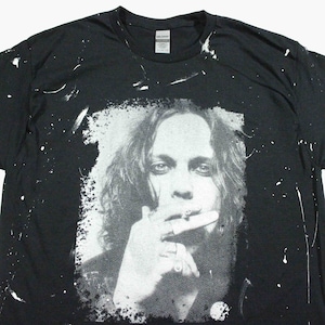 VILLE VALO Cigarette HIM His Infernal Majesty All Over Hand Silk Screen Print Paint Splatter Finnish Rock Goth Love Metal Alt Band T-Shirt