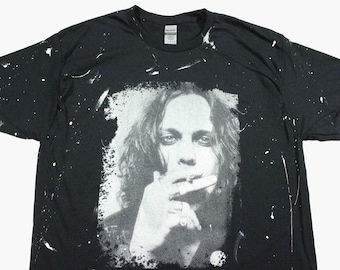 VILLE VALO Cigarette HIM His Infernal Majesty All Over Hand Silk Screen Print Paint Splatter Finnish Rock Goth Love Metal Alt Band T-Shirt