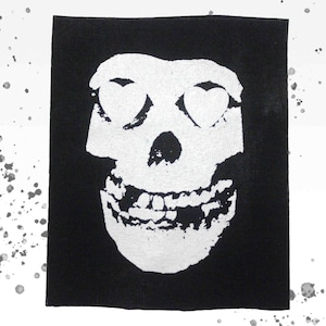 THE MISFITS Heart Eyes Hand Silk Screen Print Fiend Skull Horror Punk Rock Goth Love Bam Margera Band Battle Vest Backpack Custom Patch