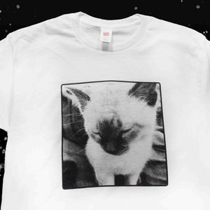 Sleepy Kitty Siamese Cat Lover Kitten Cute B&W Photography Custom Soft Print Shirt