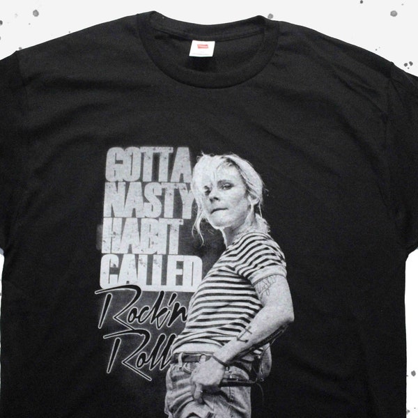 MAJA IVARSSON The Sounds Lyric Gotta Nasty Habit Called Rock N Roll Custom Hand Silk Screen Printed Rebel Outlaw Sweden Indie Band Shirt