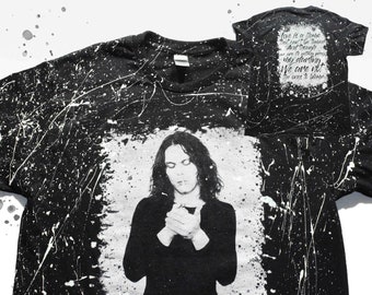 VILLE VALO Cigarette HIM His Infernal Majesty All Over Hand Silk Screen Print Paint Splatter Finnish Rock Goth Love Metal Lyric Band T-Shirt