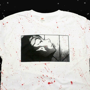 O-REN&#39;S REVENGE Kill Bill Custom Blood Splatter All Over Hand Screen Printed Anime Quentin Tarantino Film Lucy Liu Ishii Movie Horror Shirt