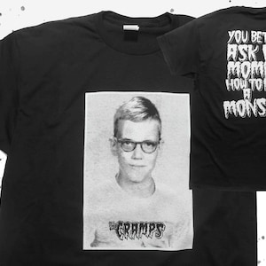 THE CRAMPS Lux Interior Sie fragen besser meine Mama, wie man ein Monster Lyric Rockabilly Psychobilly Custom Handsiebdruck Band Shirt macht