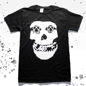 HIM x Misfits MASHUP His Infernal Majesty Hand Silk Screen Print Heartagram Fiend Rock Goth Horror Punk Love Metal Bam Margera Band Shirt