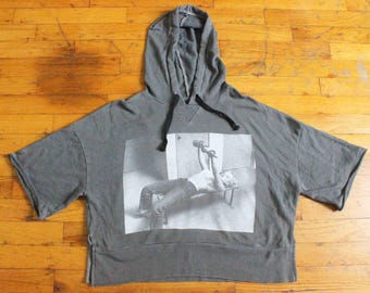 1 Of 1 MARILYN MONROE Gym Pump Cover Fitness Lifting Workout Weightlifting Motivation Rockabilly Upcycled Rework Pullover Boxy Crop Hoodie
