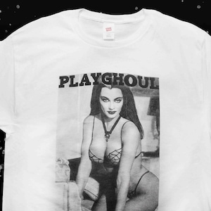 PLAYGHOUL Lily Munster Gothic Vampire Horror Goth Girl Pinup Magazine Hand Screen Printed Classic Monster Yvonne De Carlo Shirt