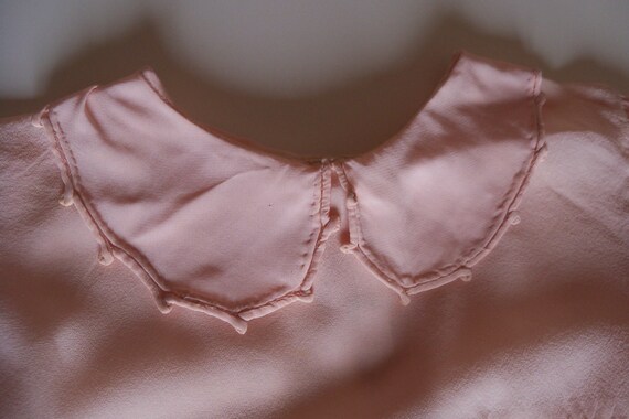 Christening dress vintage pink silk with elegant … - image 5