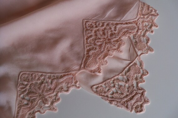 Christening dress vintage pink silk with elegant … - image 3