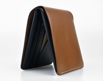 Bifold Leather Wallet, Light Brown & Black Duotone, Free Monogramming