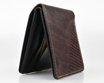 Lizard Skin Bifold Horizontal Wallet, Real Leather, Free Engraving