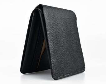 Black Saffiano Leather Men Wallet, Free Engraving, Slim Classic Design