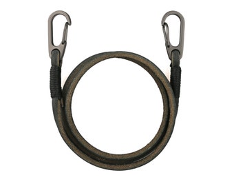 Black Leather Biker Wallet Chain, Gunmetal Snap Hooks, Custom Length