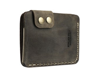 Airtag wallet khaki oiled leather free engraving optional wallet chain gift for men