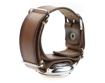 Correa de reloj militar de cuero envejecido, 20 mm x 22 mm