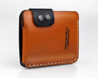 Minimal wallet slim airtag pocket free engraving Samsung SmartTag card wallet orange and black optional wallet chain