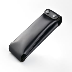 Black leather watch case, watch strap organizer case free personalization gift idea for men
