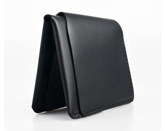 Black Leather Bifold Wallet, Romanian ID Accepted, Free Engraving