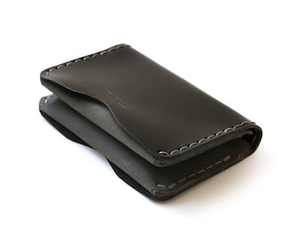 Airtag Black Leather Wallet with Optional Chain, Free Engraving