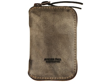 Zip wallet for men and women distressed brown leather free engraving optional wallet chain
