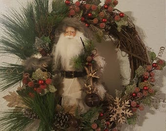 OAK Custom made Holiday wreath Old Santa