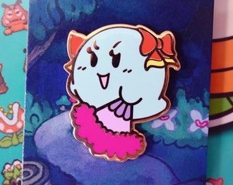 Lady Bow Enamel Pin | Gifts for Gamers Halloween Ghost Video Game Inspired