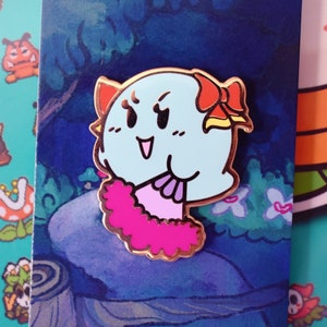 Lady Bow Enamel Pin | Gifts for Gamers Halloween Ghost Video Game Inspired