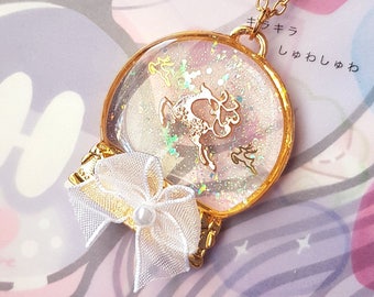 Winter Reindeer Snow Globe Necklace