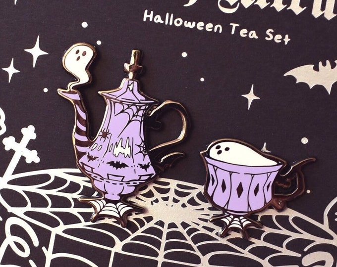 Halloween Tea Enamel Pin Set | Standard Ver | Trick or Treat Spooky ...