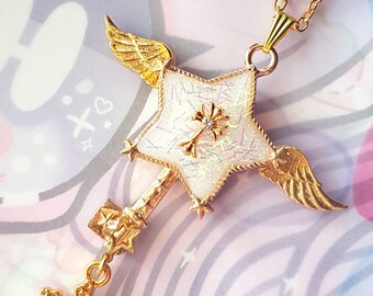 Magical White Cross Necklace - Sweet Lolita Fairy Kei Magical Girl Shiro Gothic