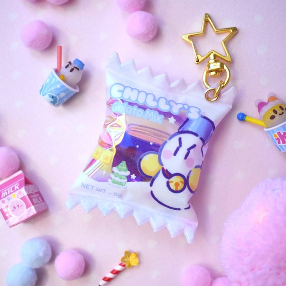 Sweets Bag Charm Chilly's Gelato Mix Holo Candy Bag Charm Fake Candy Bag Keychain Winter  Snowman Poyo Video Game Inspired UK