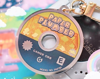 Espejo acrílico con forma de disco de fontanero de papel, 2 pulgadas, regalo de parodia de disco de videojuego para jugadores
